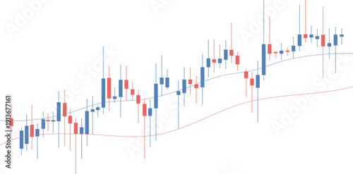 Financial Candlestick Chart with Moving Average Line on Trading Background