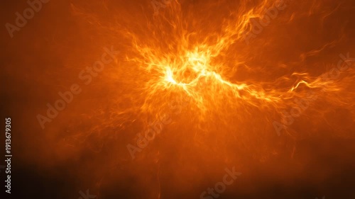 Concept animation of a newborn star, object gathering mass from its parent cloud not hot enough for nuclear fusion