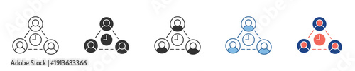 Dynamic illustration of interconnected business elements people, time, and process working together for efficient project management and organizational synergy