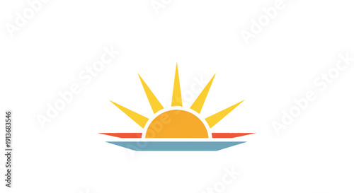 Modern geometric sunrise solar energy logo