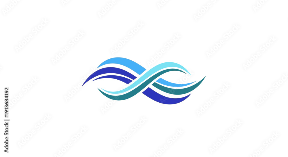 Fototapeta premium Blue abstract flowing water wave logo vector