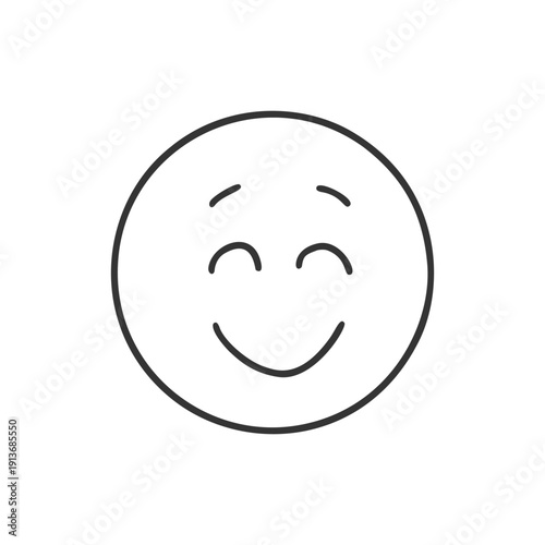 Big smiling face icon　ポジティブで満面の笑顔のシンプルな手書き表情アイコン