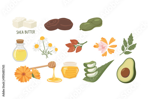 Various natural ingredients for skin care and health products