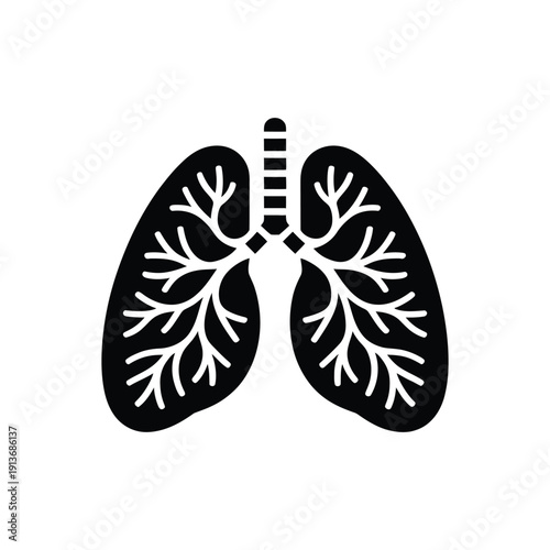 Black and white lungs with bronchial tree anatomy medical