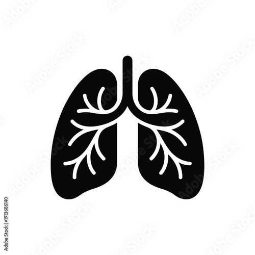 Black and white lungs with bronchial tree anatomy medical 1