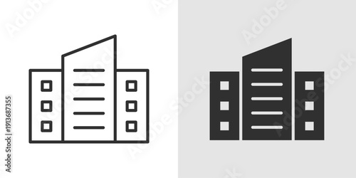 Office Building Icon representing corporate headquarters, commercial buildings, business centers, and workplace infrastructure.