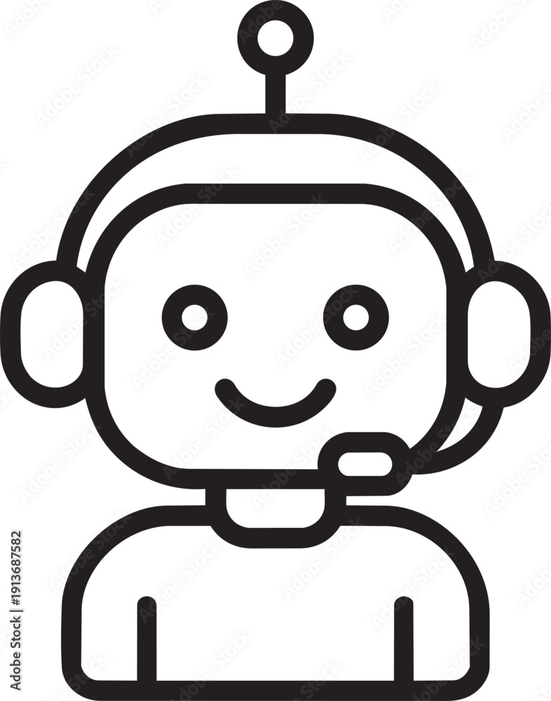Obraz premium Customer service chatbot robot icon with headset microphone for virtual assistant support concept