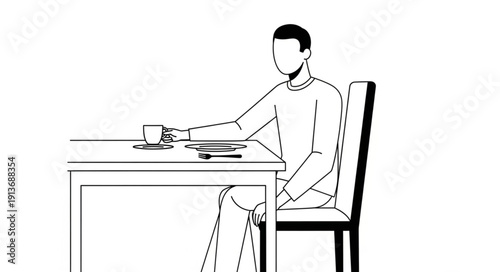 Man sitting at a table holding a coffee cup.