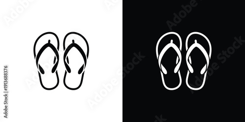 Pair of Flip Flops in Black and White Contrast sandals