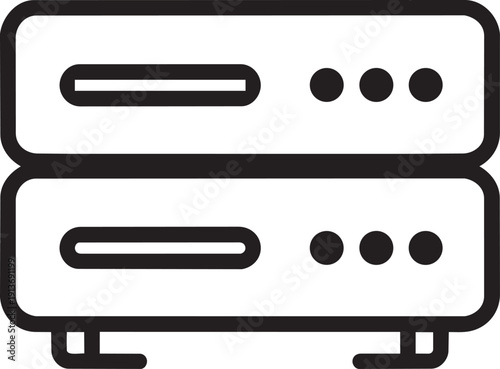 Data server storage icon with two horizontal rack units and status lights vector