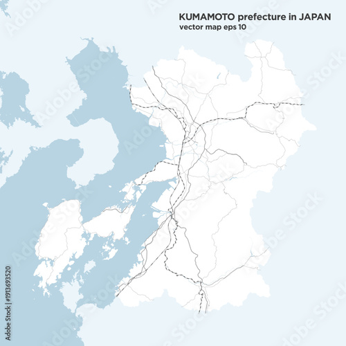 日本の熊本県の緑色のシンプルなロードマップ