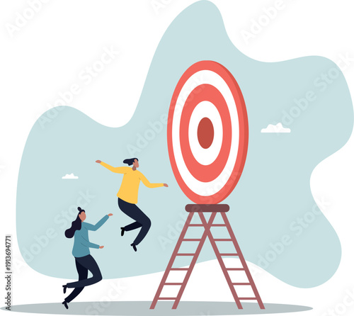 Climb corporate ladder to achieve career target, stair to reach work success,human life and situation.