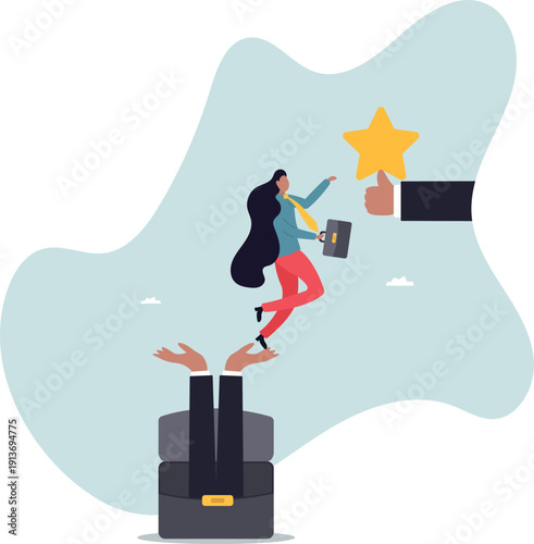 Empowerment or encouragement to help employee reach career success, woman leadership,human life and situation.