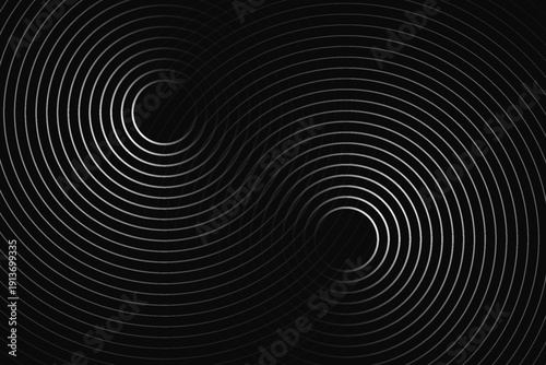 Create a bold look with a centric circle background featuring vector graphics of sound waves.