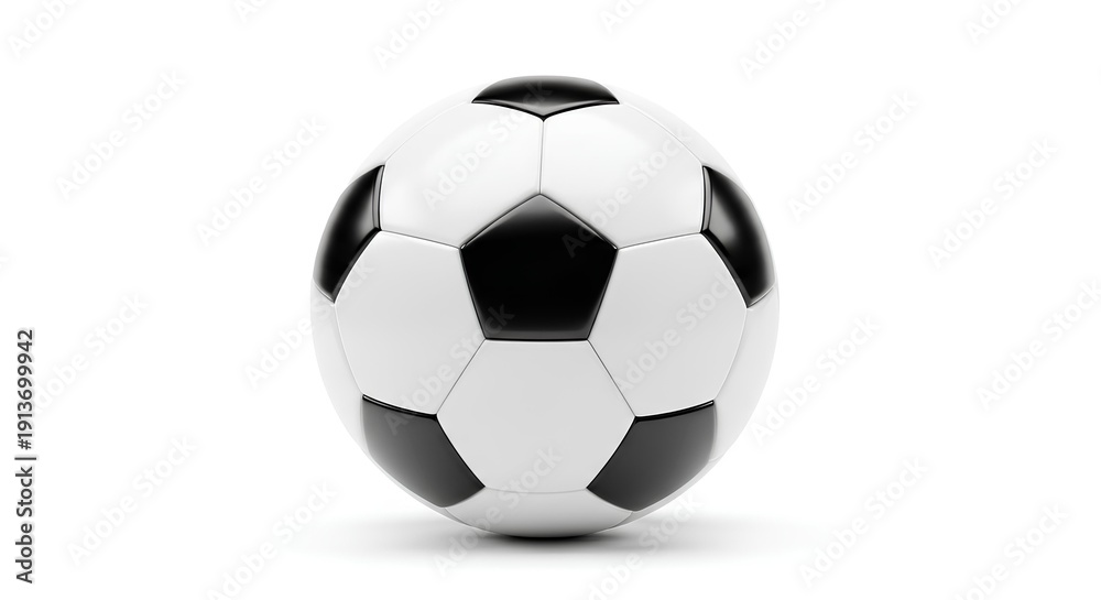 Naklejka premium Classic Black and White Soccer Ball on White Background 31.