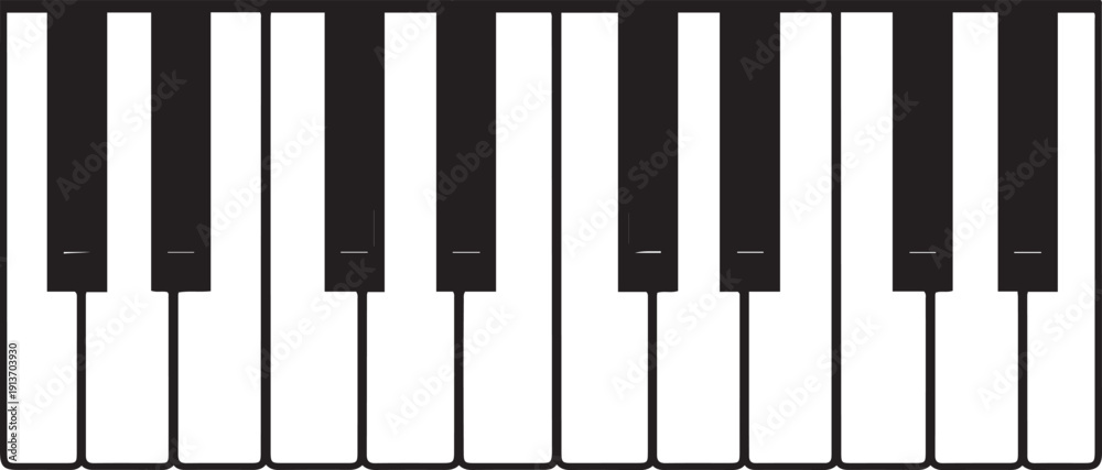 Naklejka premium Black and white piano keyboard keys music instrument 2