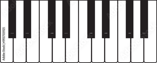 Black and white piano keyboard keys music instrument 1 black keys