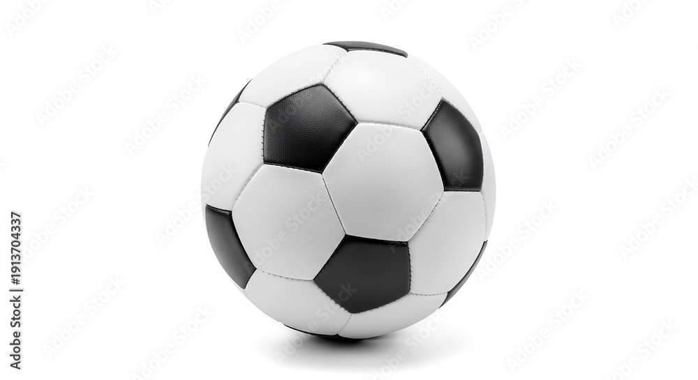 Naklejka premium Classic Black and White Soccer Ball on White Background 3.