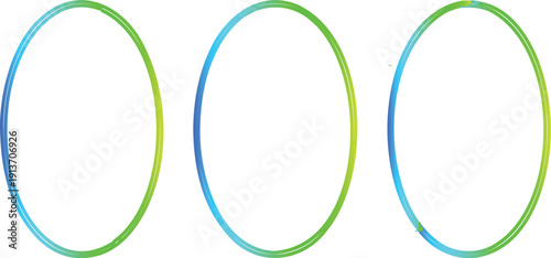 Three oval-shaped frames, each with a distinct color and glow.