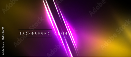 Vibrant neon lines intersect over gradient yellow, purple backdrop. Text reads background design. Minimalist, modern aesthetic.