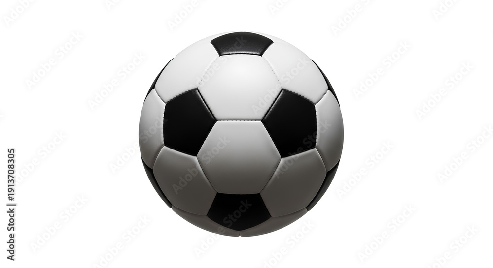 Fototapeta premium Classic black and white soccer ball on a clean background 1.