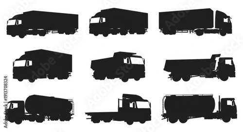 Collection of various truck silhouettes in different styles and configurations.