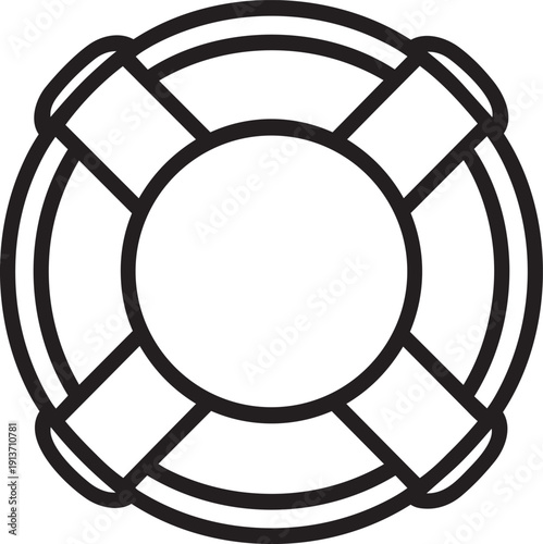 Emergency support vector line icon of a lifebuoy ring representing rescue and immediate help