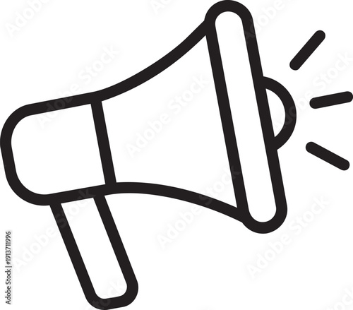 Marketing vector line icon of a megaphone or loudspeaker for making announcements and broadcasting information