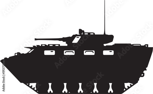 Armored personnel carrier silhouette vector illustration line art isolated on transparent background