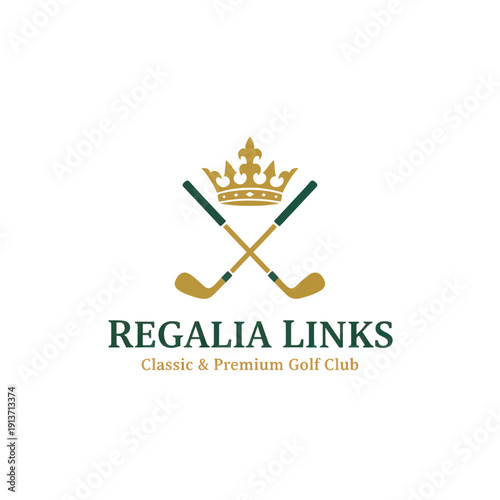 Premium Royal Golf Club Logo with Crown and Clubs