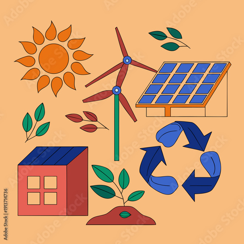 solar panels and wind turbines