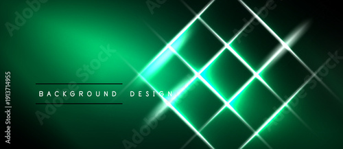 Dark green background features bright white diagonal lines forming diamond shapes. Modern design with glowing effects. Simple, elegant presentation.