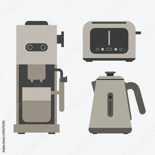Coffee Preparation Appliances Illustration Set