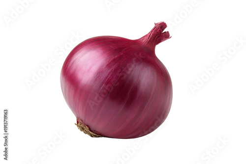 Single red onion with purple skin and green sprout on black background vegetable food, Isolated On White Background, Png Transparent