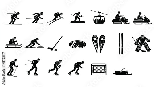  Winter Sports Icon Collection for Graphic Design and Presentation Use