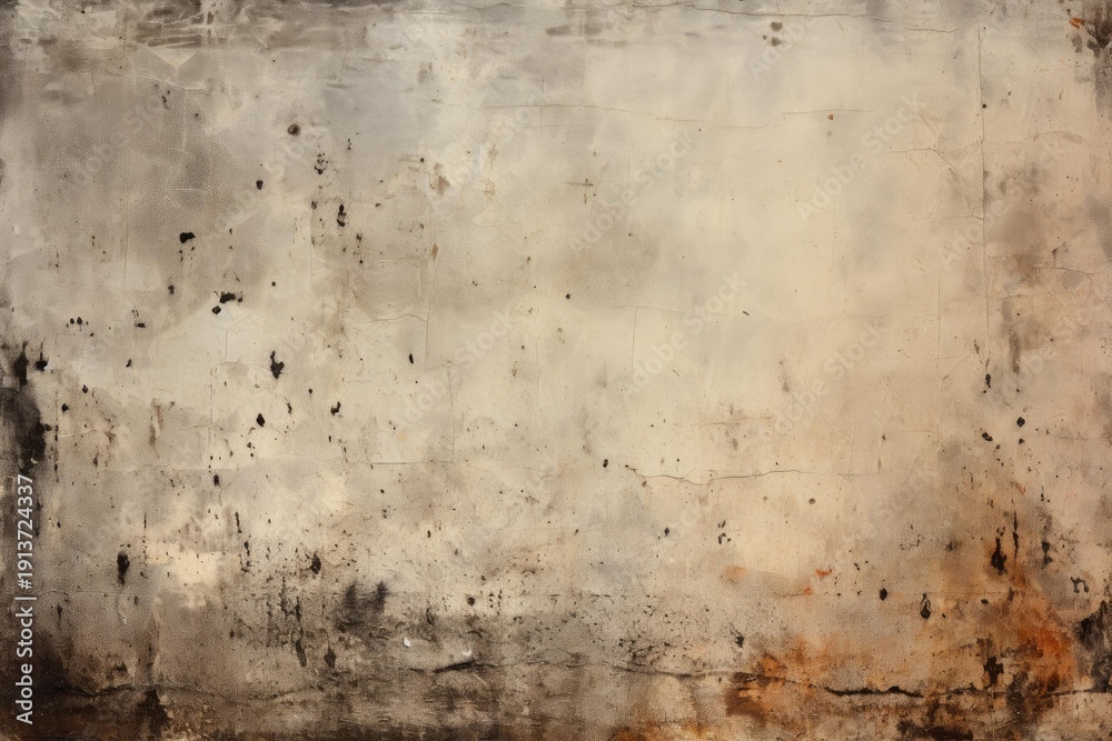 Fototapeta premium Old painted stucco wall showing cracks, stains, and peeling paint