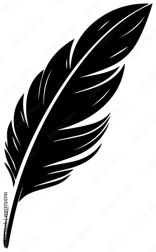 Obraz premium Black bird feather icon isolated on white background symbol graphic