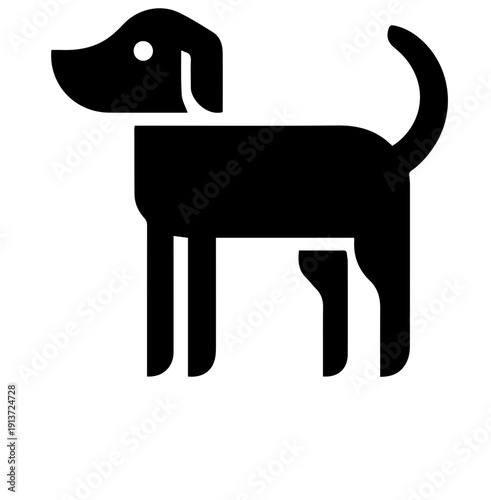 Black silhouette of a dog icon on white background warning sign