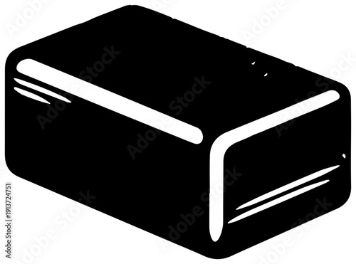 Black filled icon of gym chalk block isolated on white background for sports and fitness design