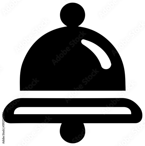 Black silhouette of a covered serving dish on a tray isolated on white background for culinary or hospitality use