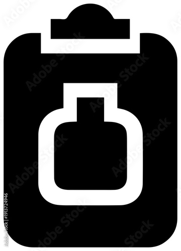 Black icon of clipboard with paste symbol isolated on white background for editing and copying