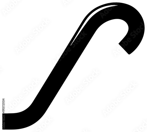 Black curved crowbar icon isolated on white background for design and editing purposes