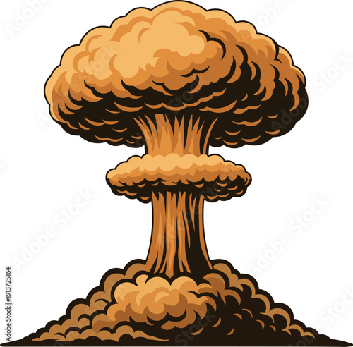 Nuclear Explosion Mushroom Cloud Vector Illustration