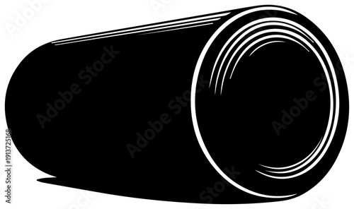 Black cylindrical yoga bolster icon for meditation and relaxation practices with white outline