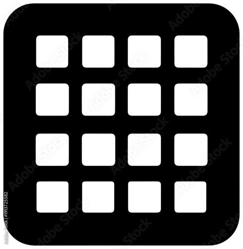 Generic periodic table chart icon in black and white for science and education