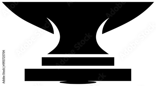 Black filled icon of a heavy anvil mass isolated on white background for industrial or strength concepts