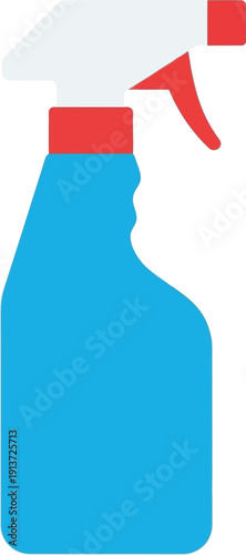 Illustration of Blue Spray Bottle with Red Trigger for Cleaning and Disinfecting
