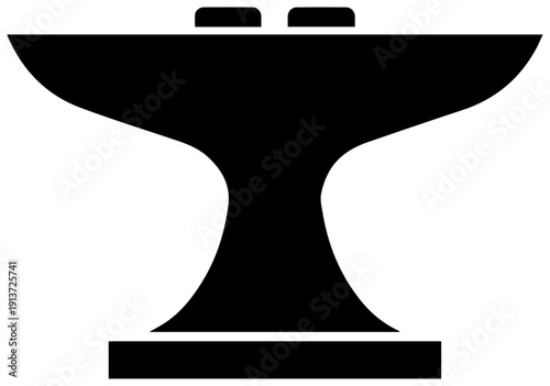 Black iron anvil icon with two hammer heads on top symbolizing heavy industry and blacksmithing