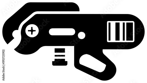 Black filled icon of a hydraulic rescue tool jaws of life spreader cutter emergency tool rescue equipment industrial technology vector graphic