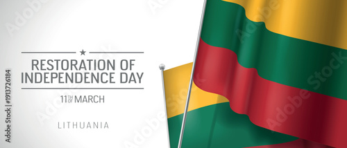 Lithuania happy restoration of independence day greeting card, banner vector illustration